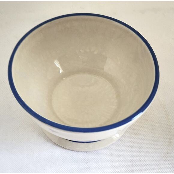 BOWLS-KIMBERLY HODGES-Hallmark-Cereal/Soup/Noodle-Blue-Light Cream-Footed-Set 4 - Picture 6 of 12